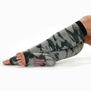 Be Happy - Black Tie Dye Grip Leg Warmers (Barre / Pilates)