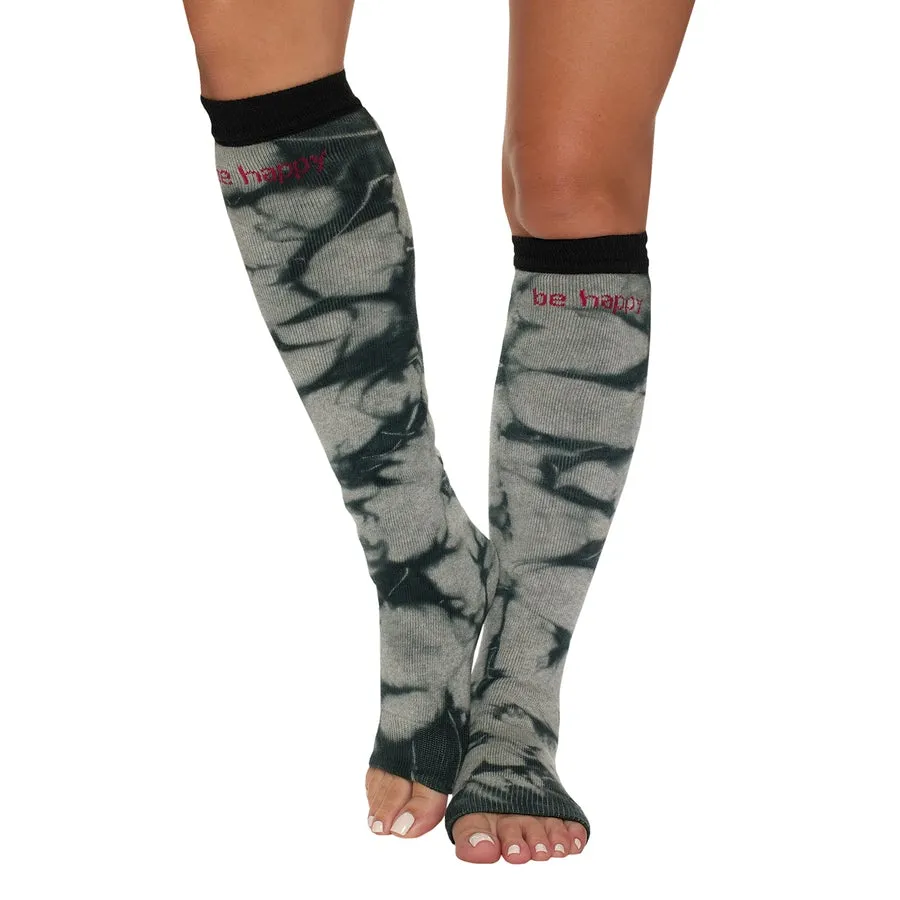 Be Happy - Black Tie Dye Grip Leg Warmers (Barre / Pilates)