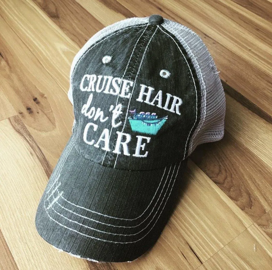 Boat hats Boat hair dont care FREE ship are Embroidered distressed gray trucker hats Anchors Pink Teal Boating