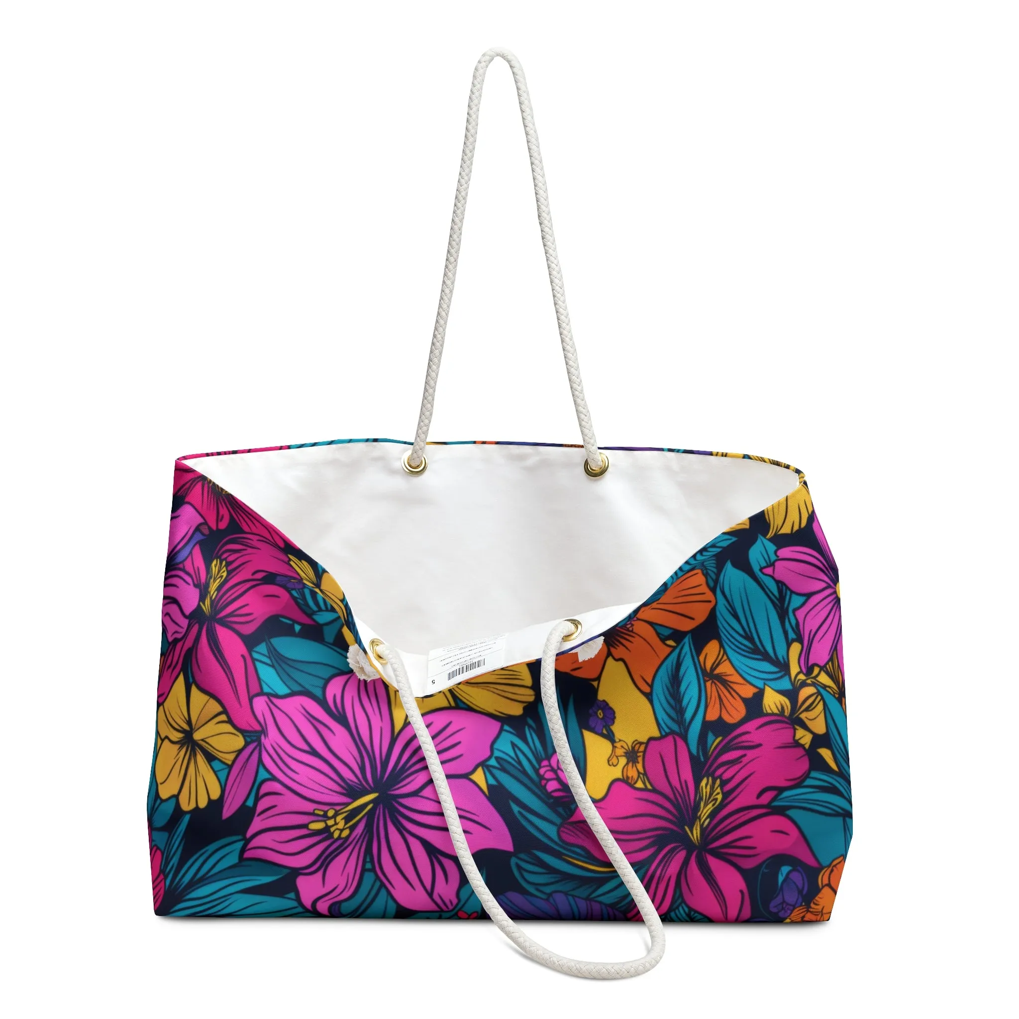 Bold Tropical Floral Beach Bag – Oversized Weekender Tote