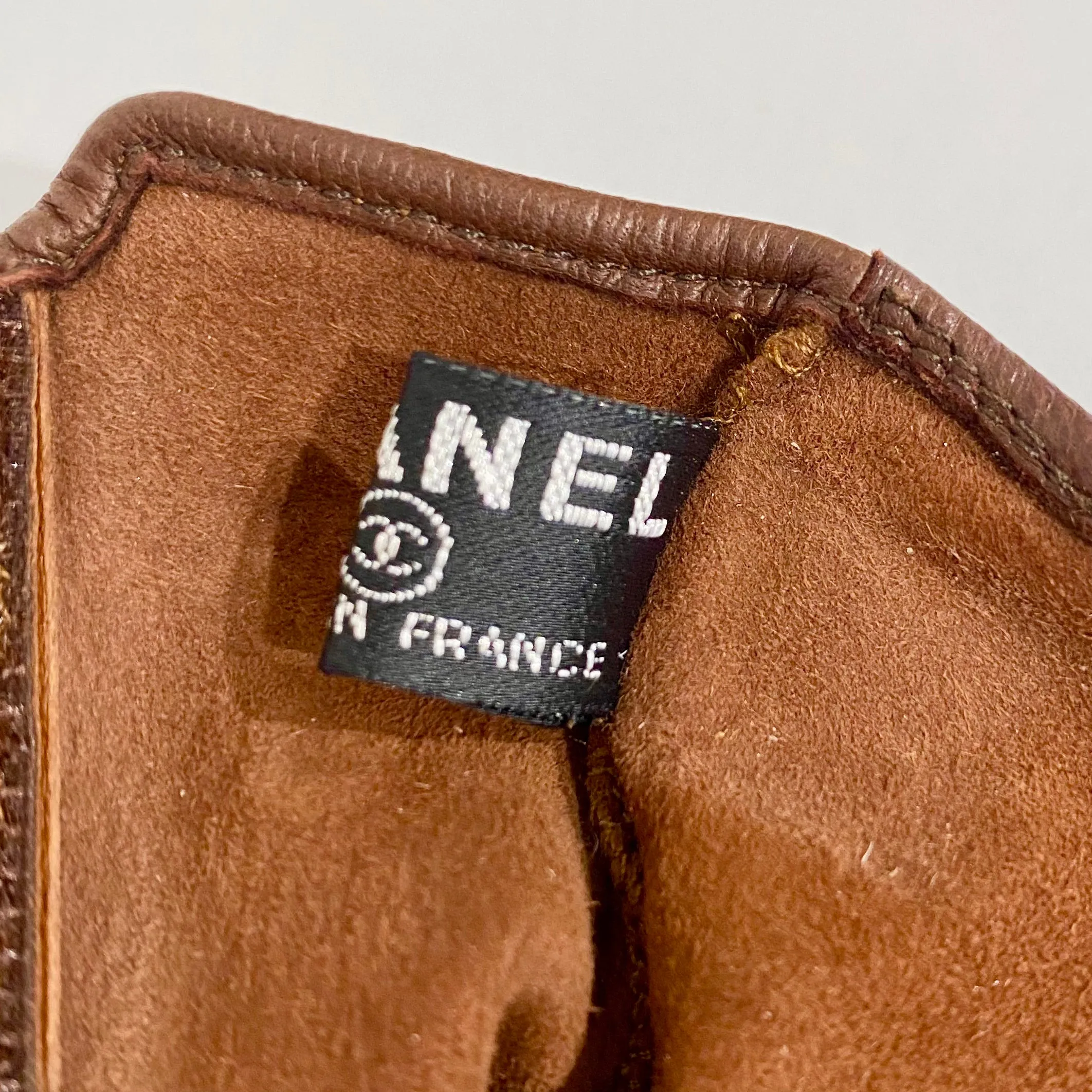 Chanel Brown Leather Gloves