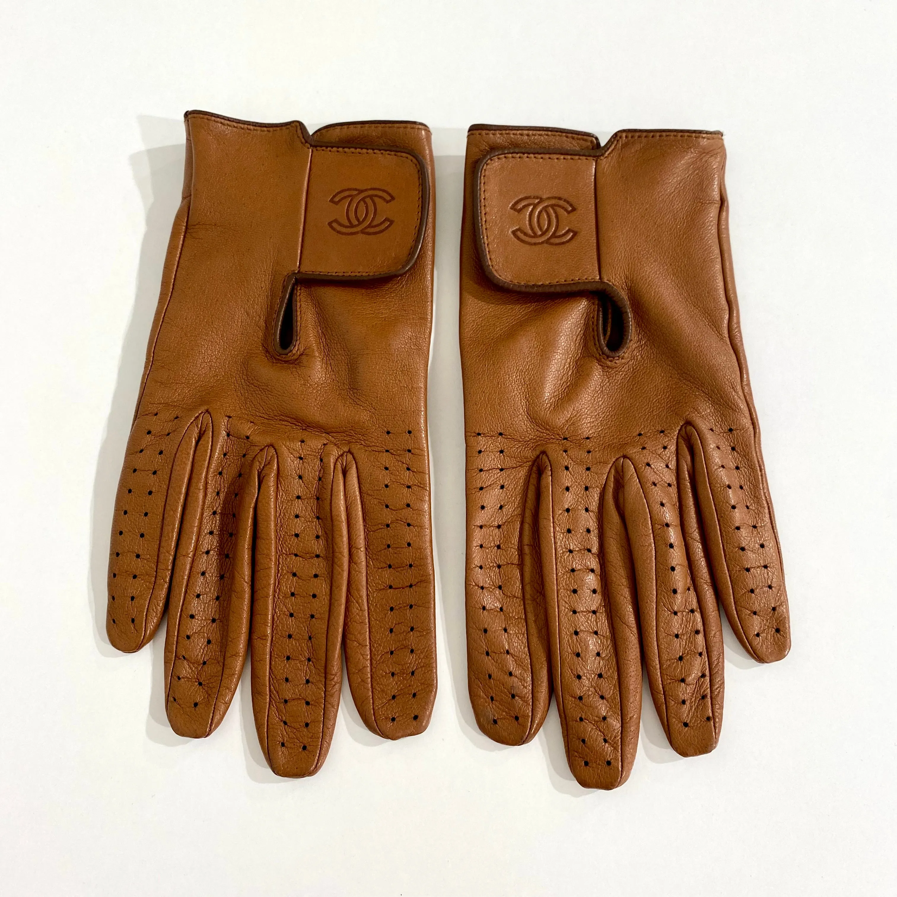 Chanel Brown Leather Gloves