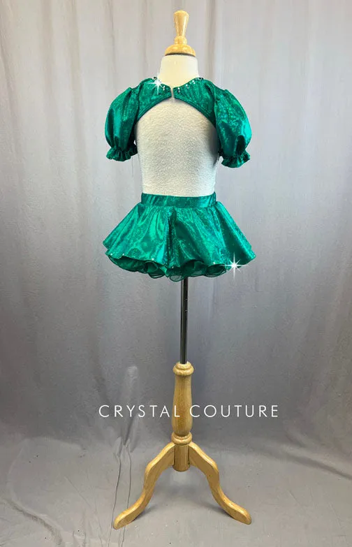 Custom Green Sparkle Lycra Backless Dress