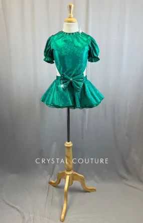 Custom Green Sparkle Lycra Backless Dress