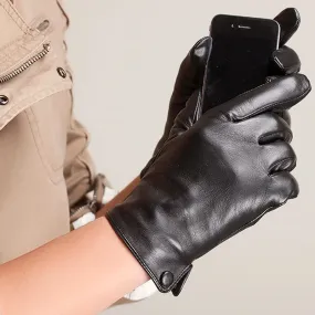 Genuine Lambskin Classic Black Driving Gloves