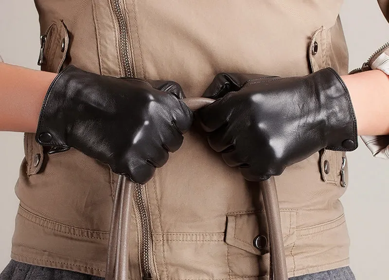 Genuine Lambskin Classic Black Driving Gloves