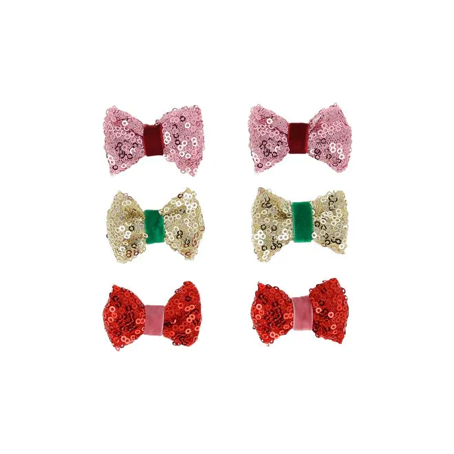 Hair Clips - Sequin & Velvet Mini Bow