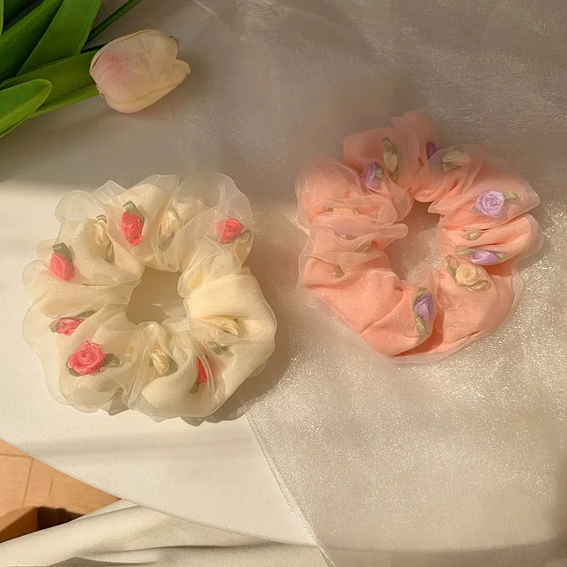 Korean-Inspired Rose Scrunchies-dolliefae