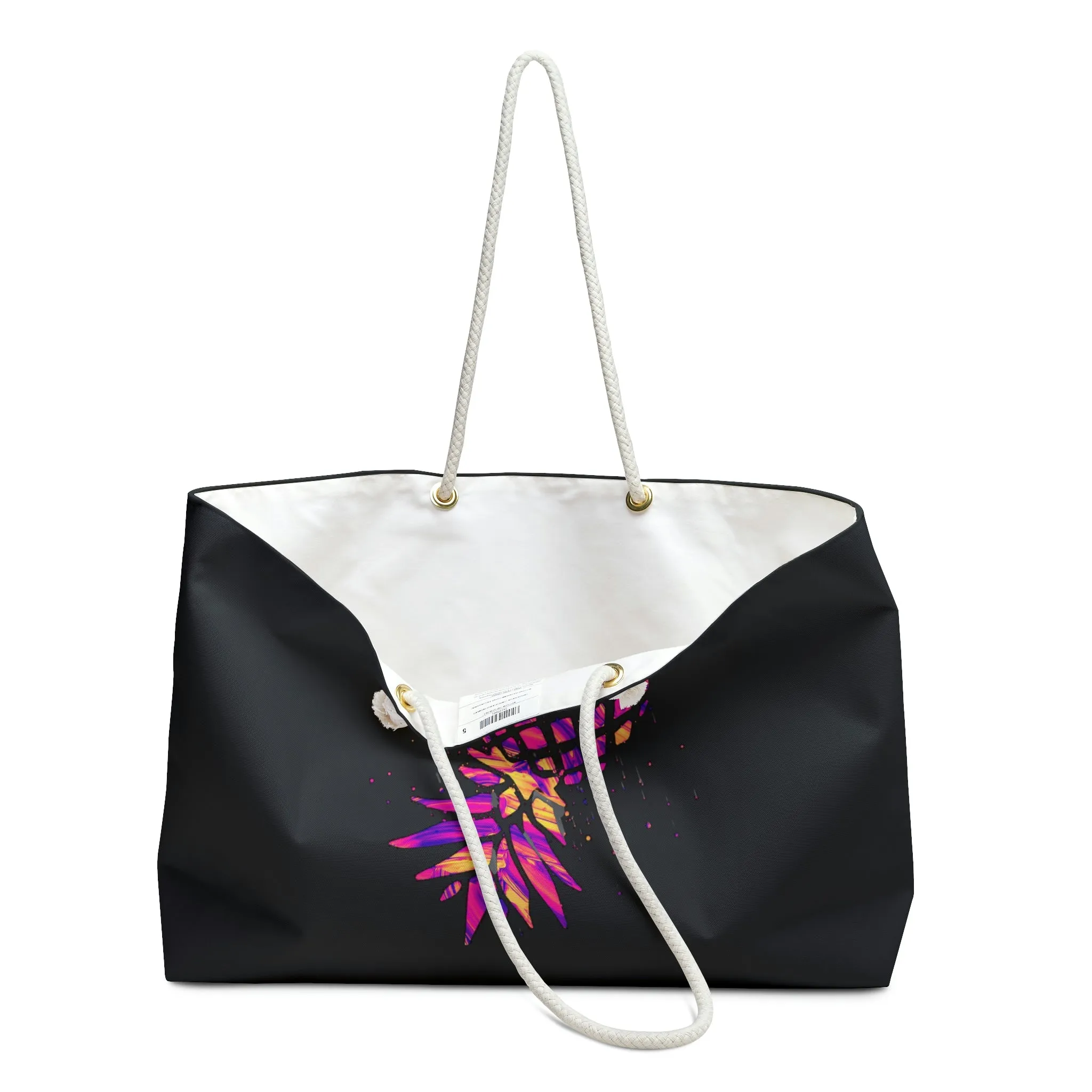 Large Pineapple Black Weekender Lifestyle Beach Travel Bag