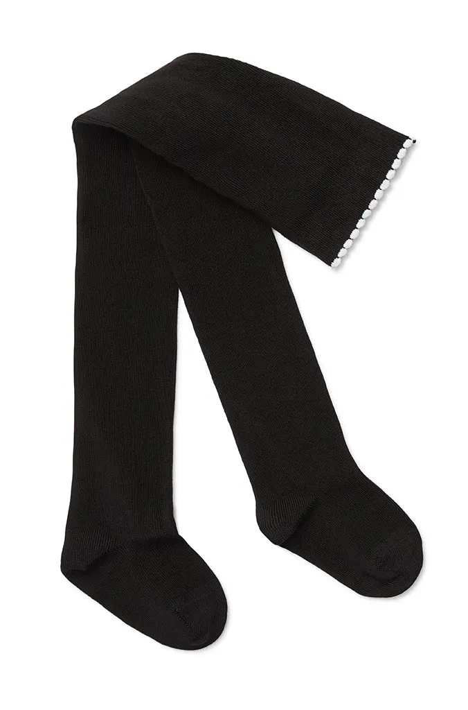 Marquise Girls 2 Pack Tights - Grey Marle Dots/Black