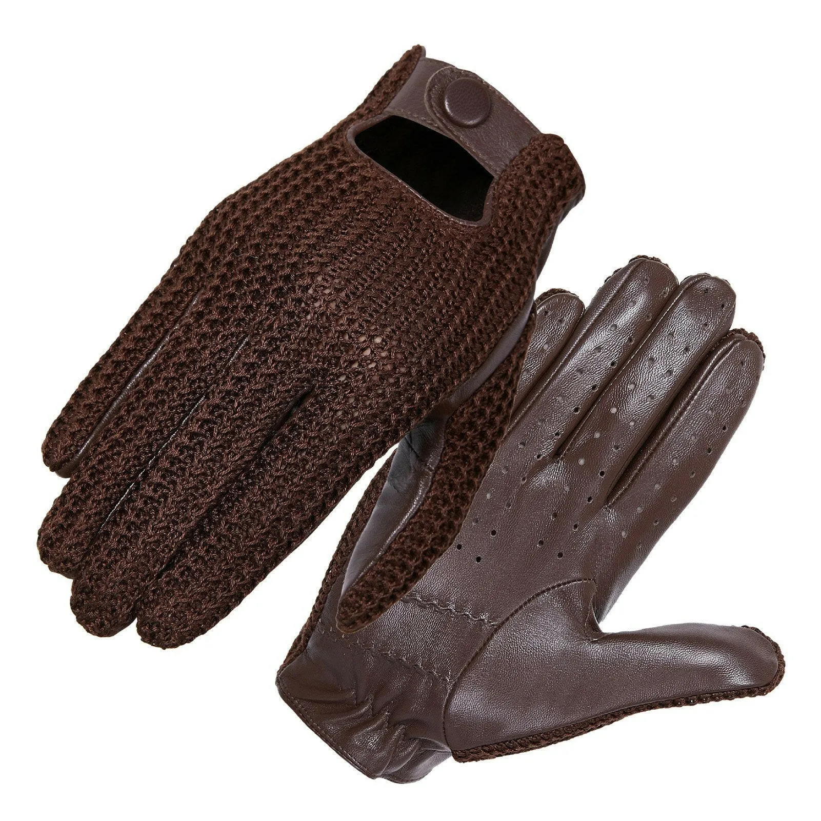 Men Knitted Goatskin Touch Screen Gloves for Daily Motorcycling Driving