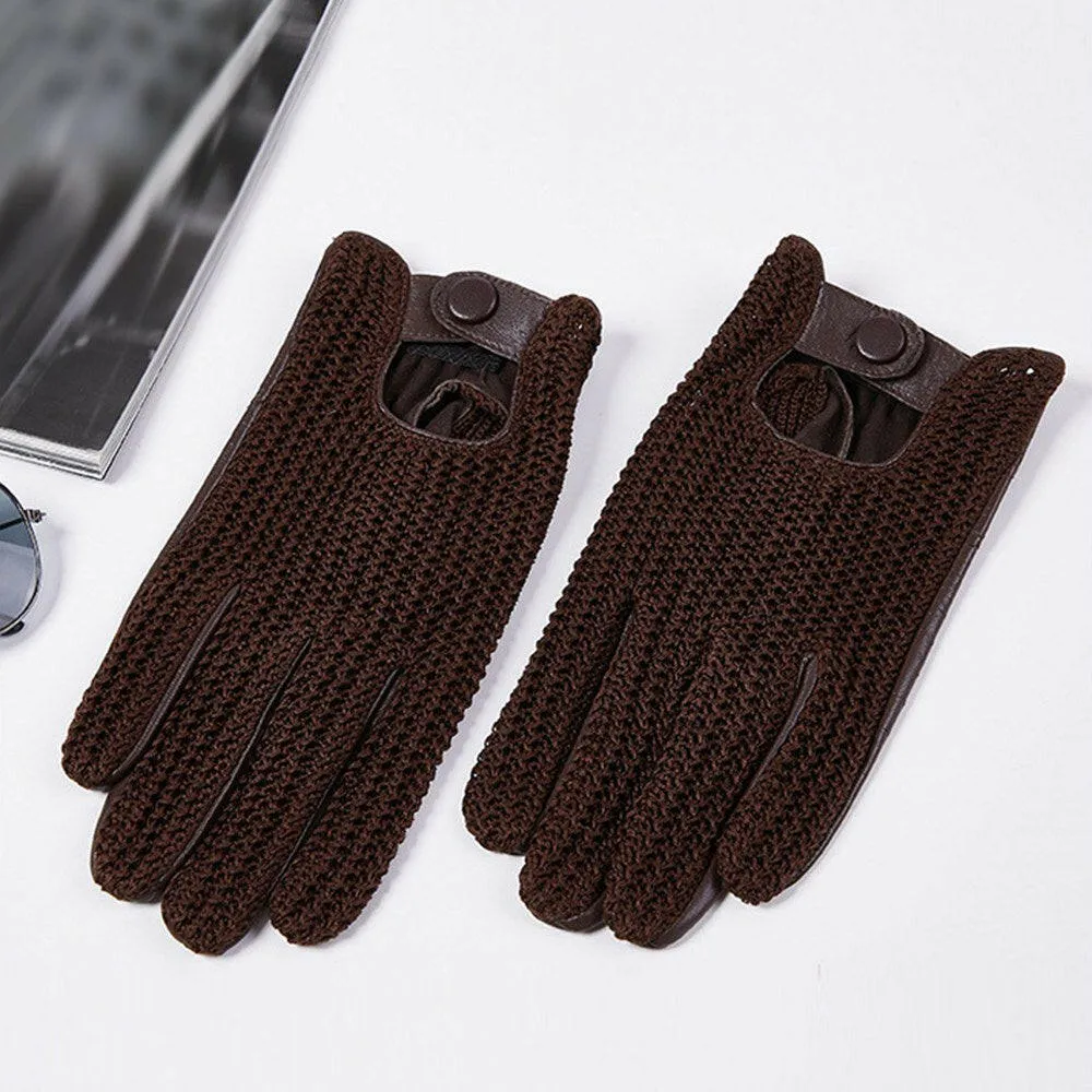 Men Knitted Goatskin Touch Screen Gloves for Daily Motorcycling Driving