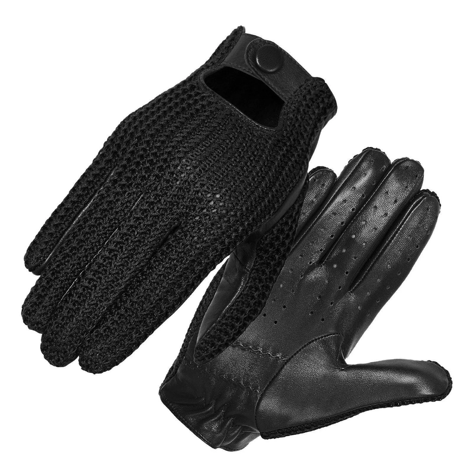 Men Knitted Goatskin Touch Screen Gloves for Daily Motorcycling Driving