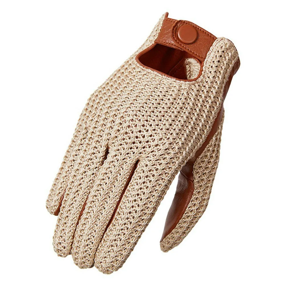 Men Knitted Goatskin Touch Screen Gloves for Daily Motorcycling Driving