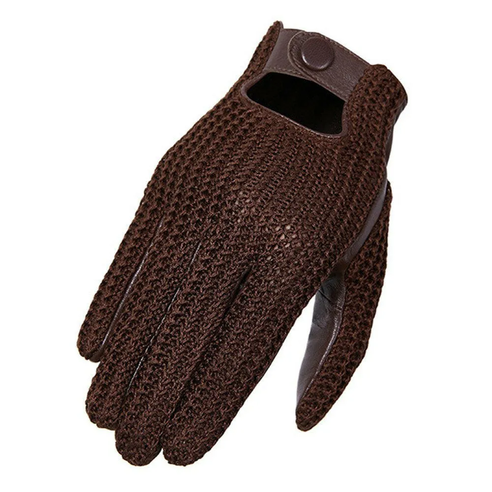 Men Knitted Goatskin Touch Screen Gloves for Daily Motorcycling Driving