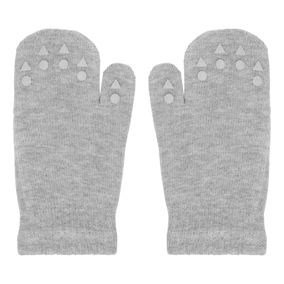Mittens with non-slip grip - Organic Cotton - Grey Melange