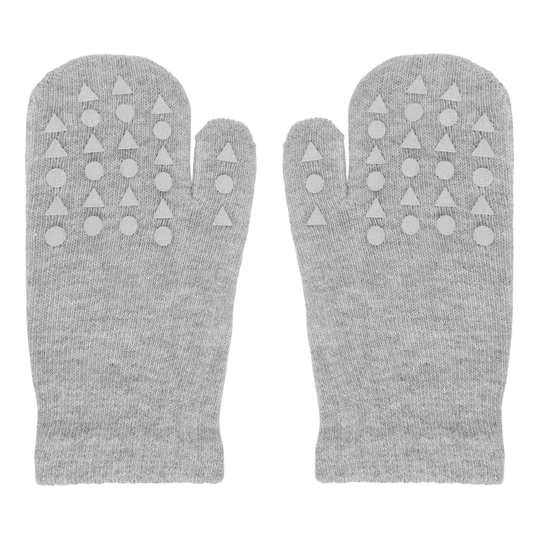 Mittens with non-slip grip - Organic Cotton - Grey Melange