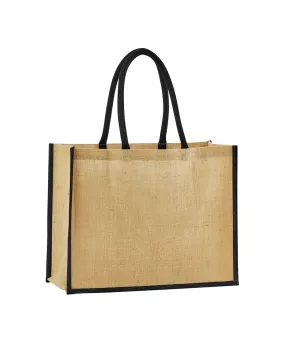 Natural/Black - Natural starched jute classic shopper