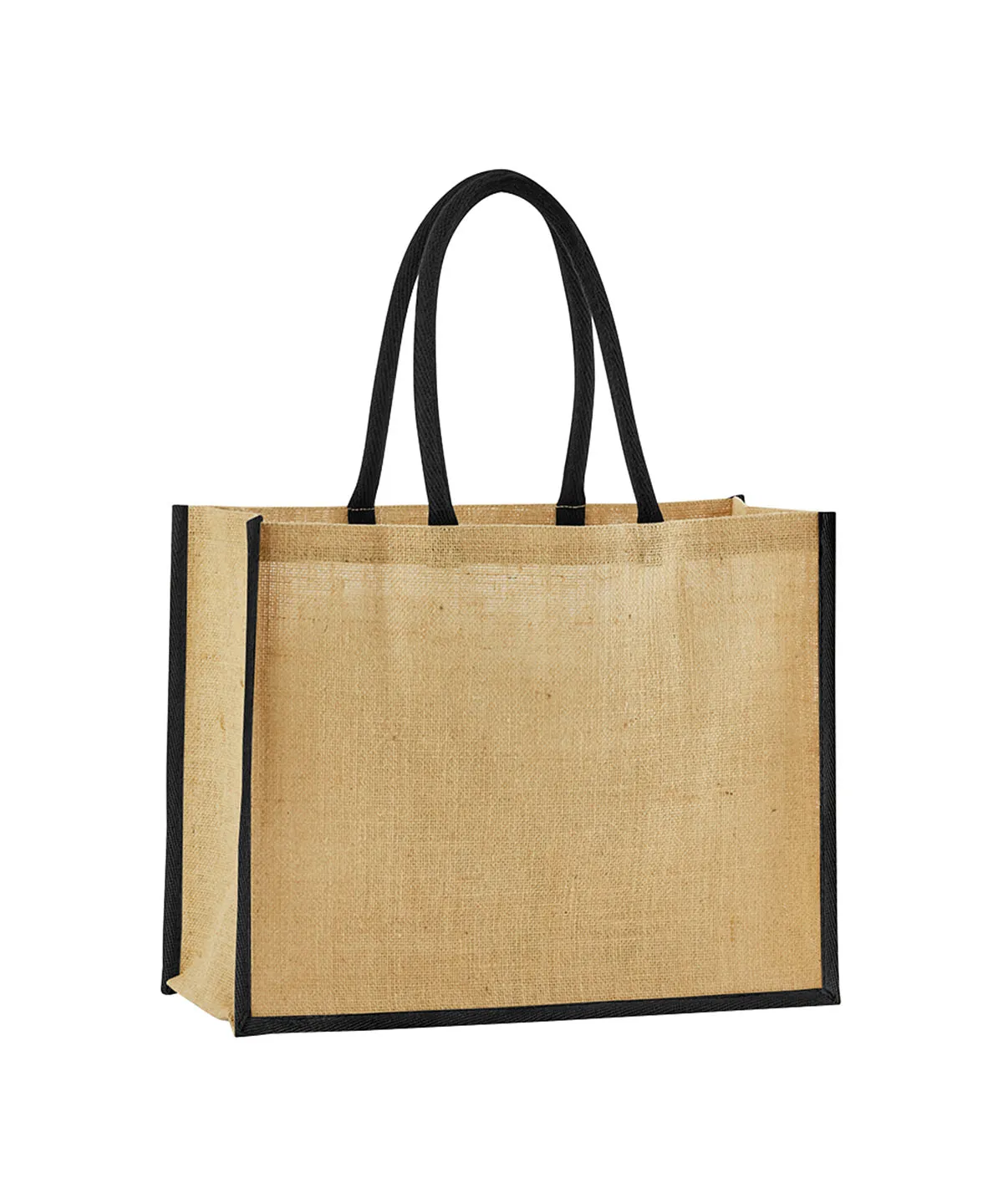 Natural/Black - Natural starched jute classic shopper