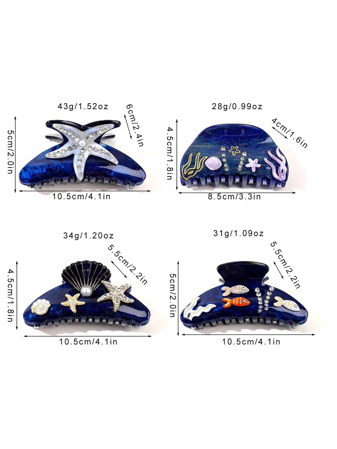OCEAN INSPIRED ACETATE HAIR CLIPS