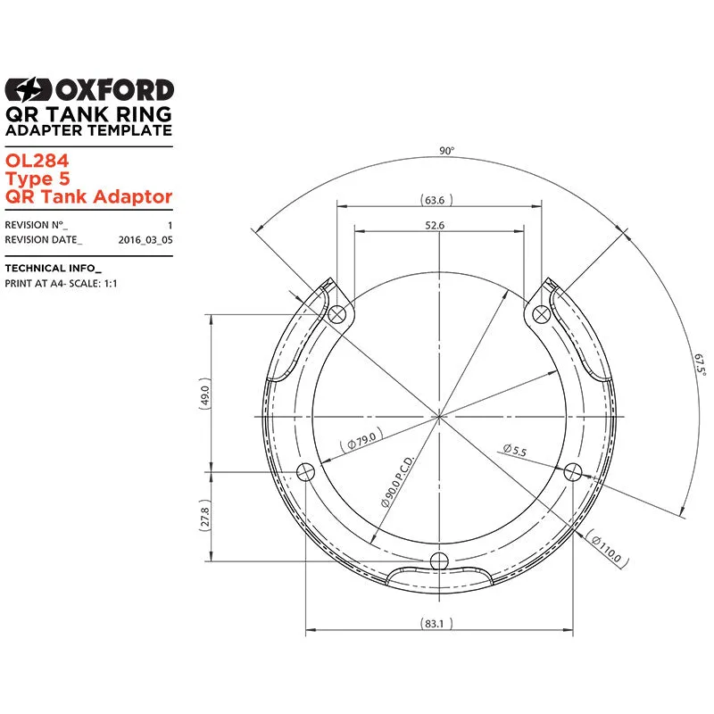 OXFORD TYPE 5 QUICK RELEASE ADAPTOR > QR TANK BAGS YAM DUC