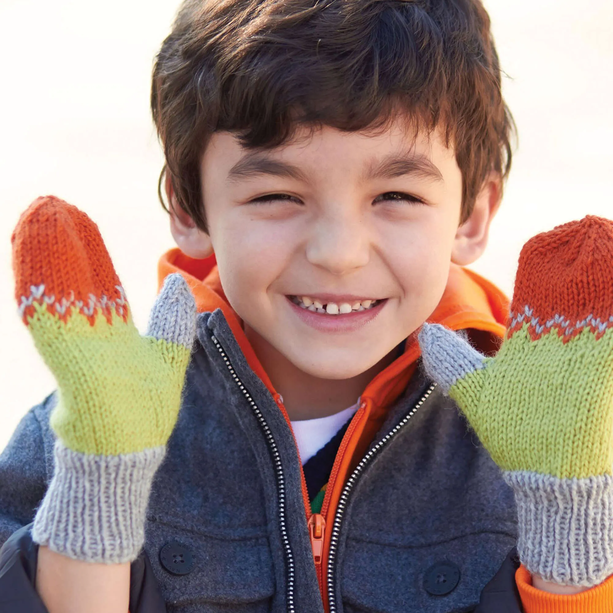 Patons Knit Kids Tri-Color Mittens