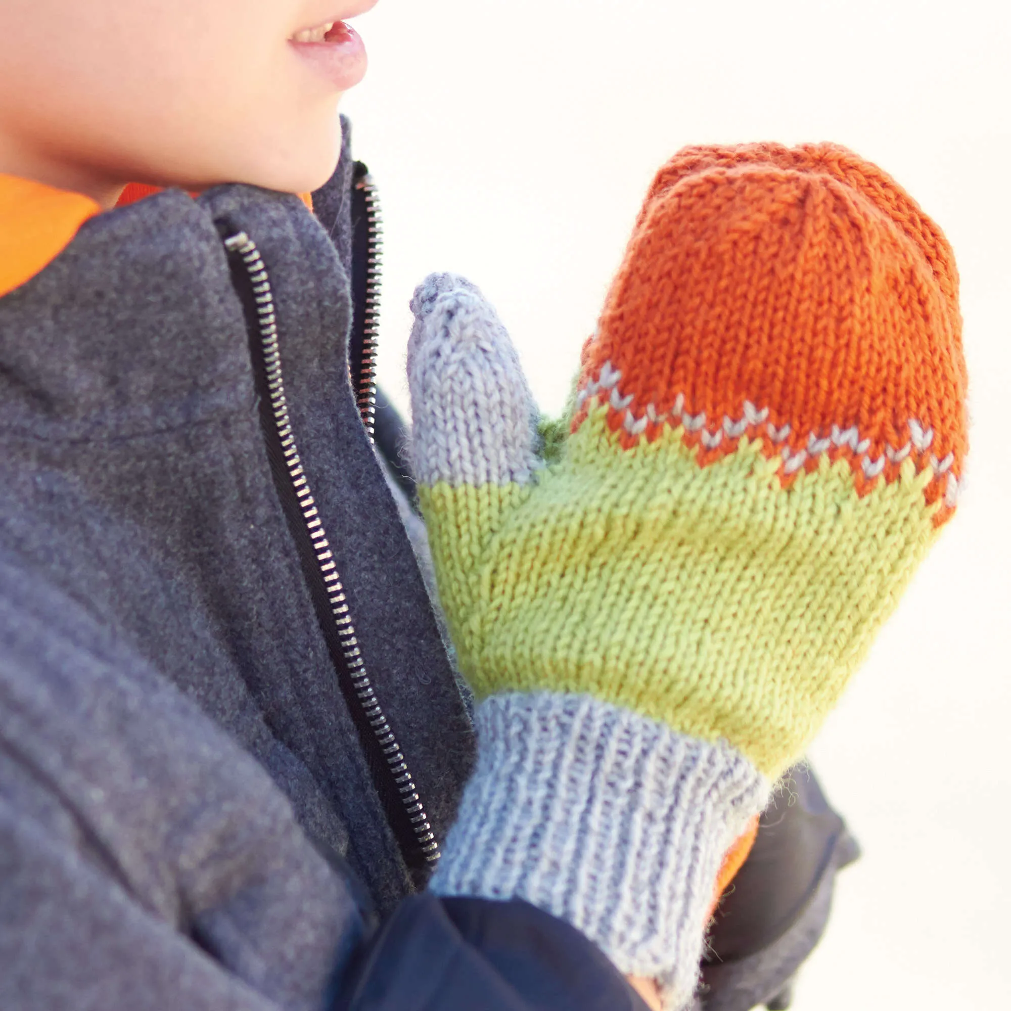 Patons Knit Kids Tri-Color Mittens