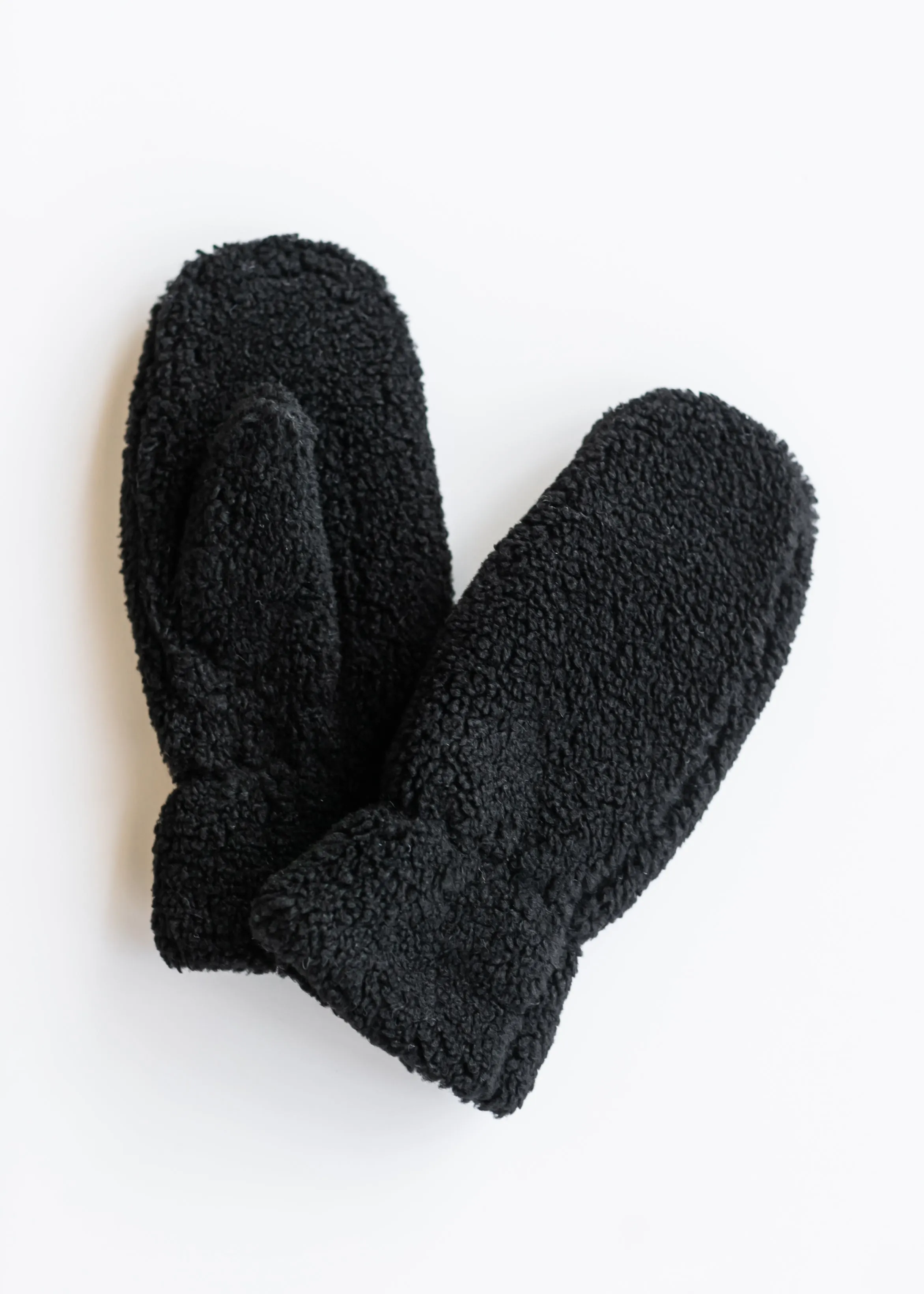 Sherpa Teddy Black Mittens