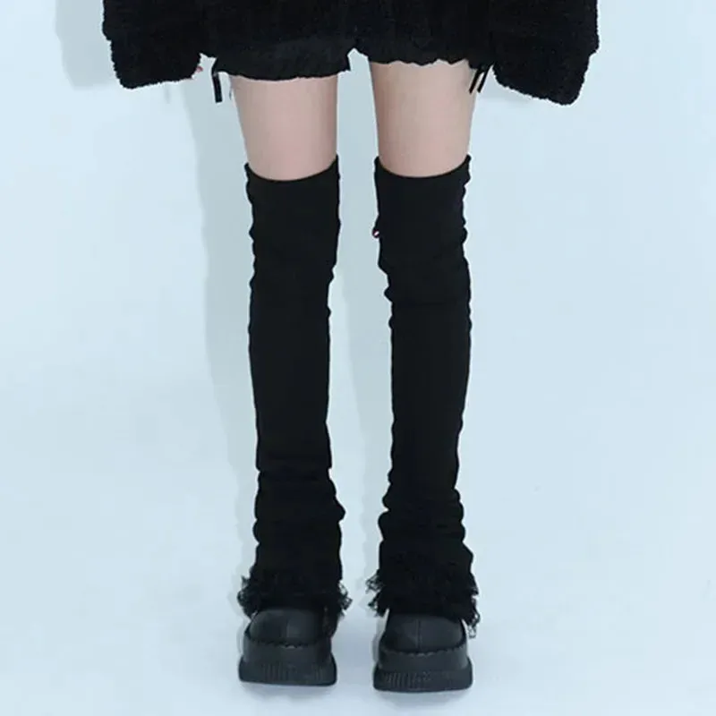 Sohiwoo Back Strap Leg Socks Vintage Sports Leg Warmers Y2K Women Long Calf Socks Harajuku Ballet Leg Covers Punk Clothing Accessories