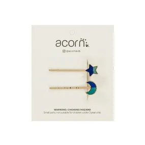 Stars and Moons Hair Clips Blue