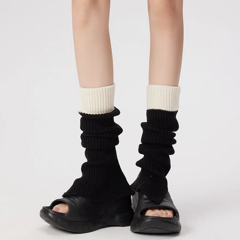 Sweetnana Leg Warmers for Women, Splicing Color Y2k Fashion Leg Warmers, Cozy and Warm.