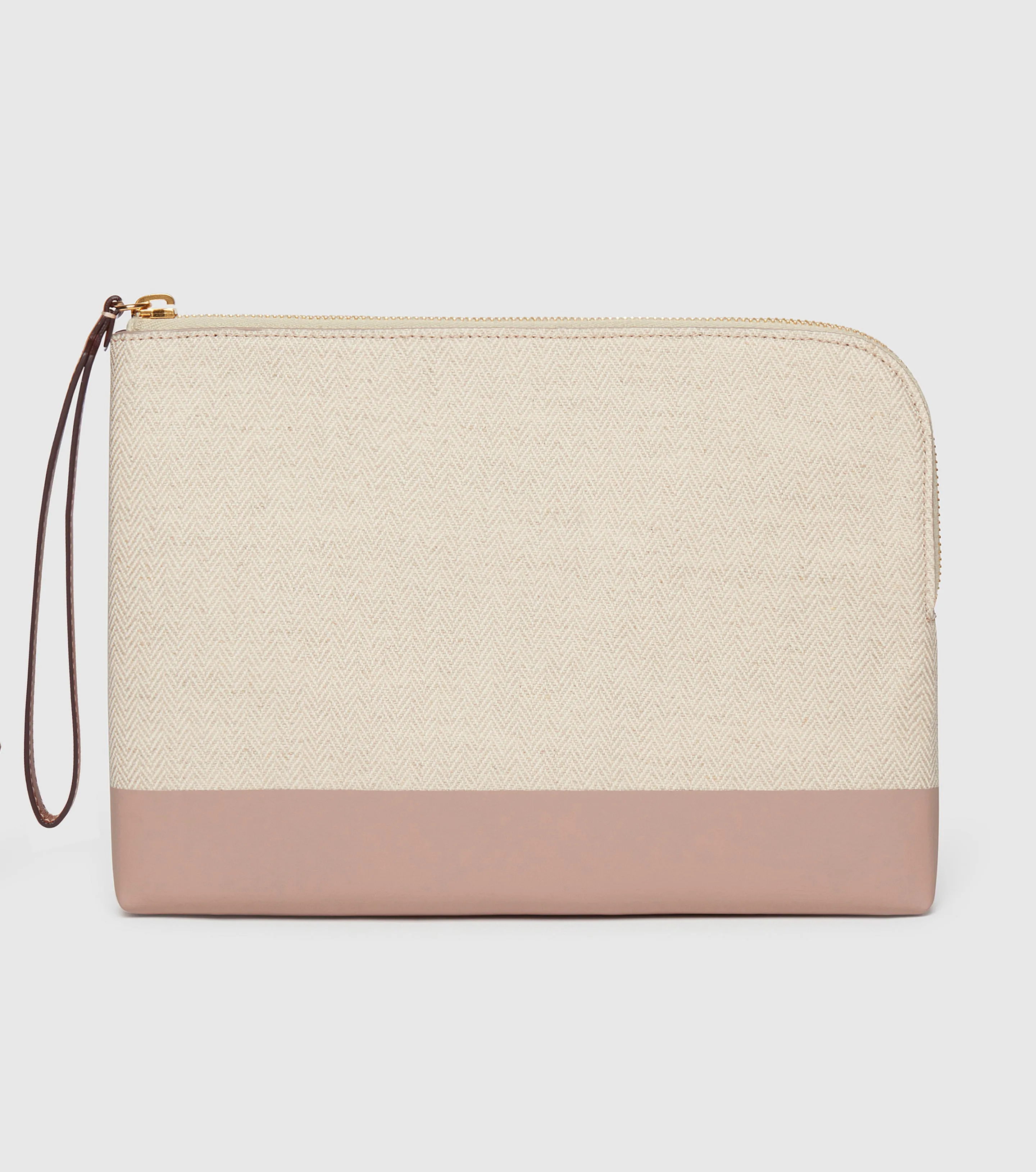The Makeup Pouch - Herringbone and Mauve