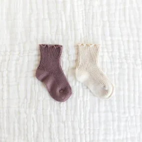 Warm Ribbed Ankle Socks with Curling