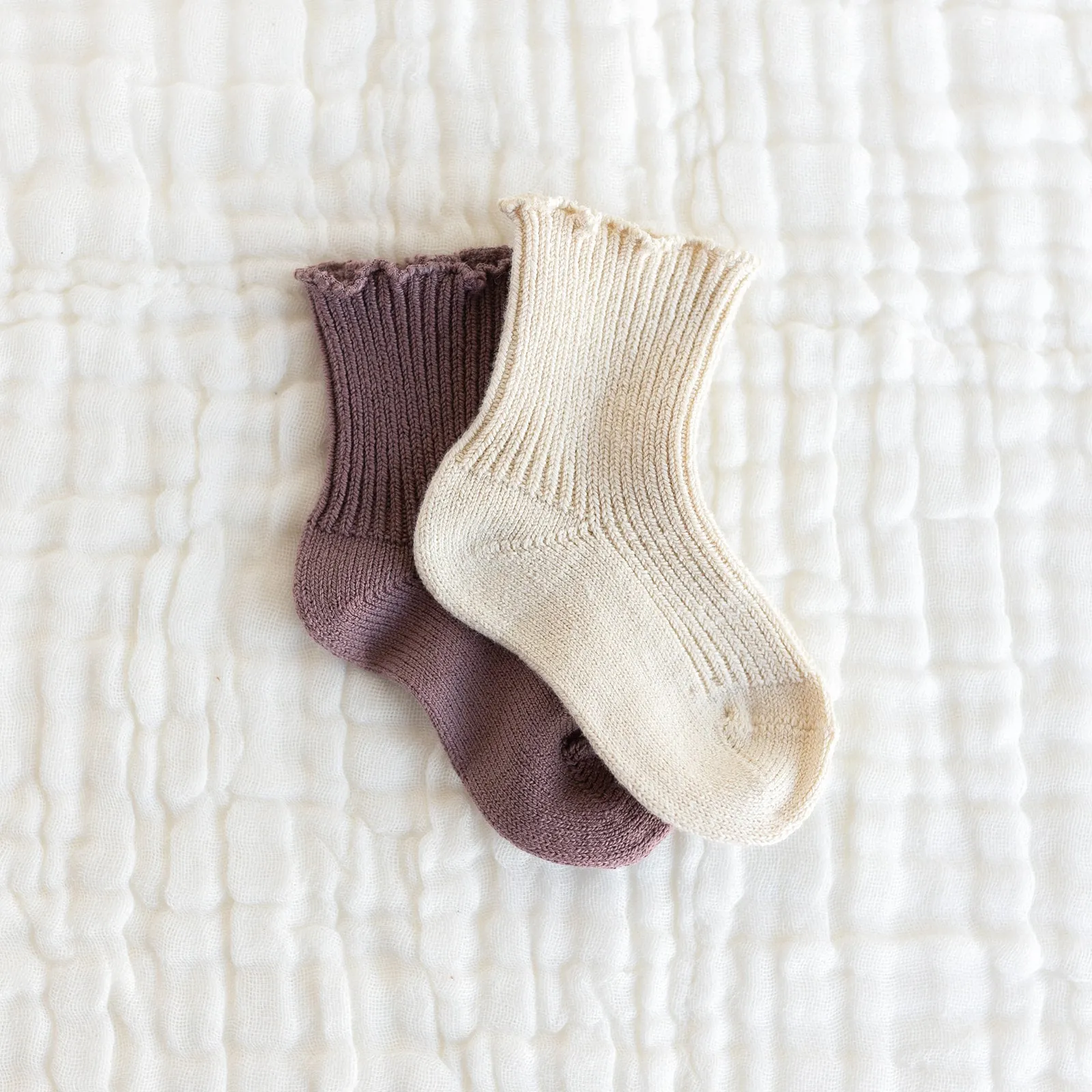 Warm Ribbed Ankle Socks with Curling