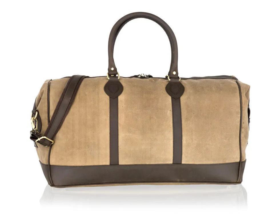 Woodland Leathers Beige Canvas Holdall