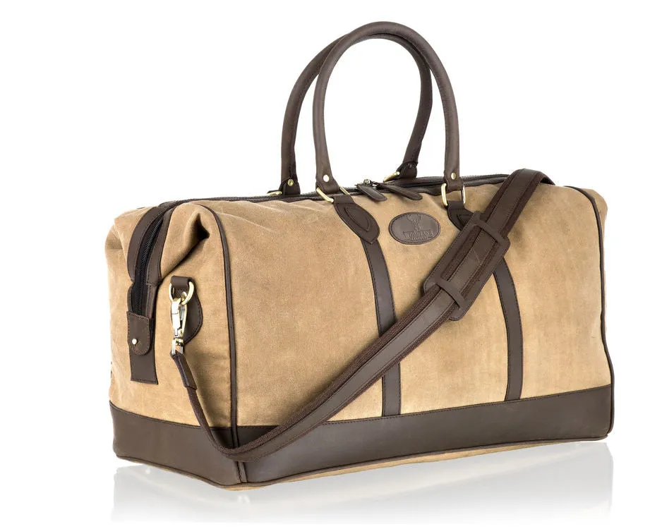 Woodland Leathers Beige Canvas Holdall